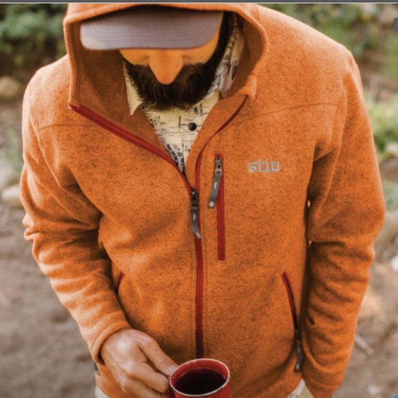 Mens Stio Wilcox Fleece Hoodie Burnt 
